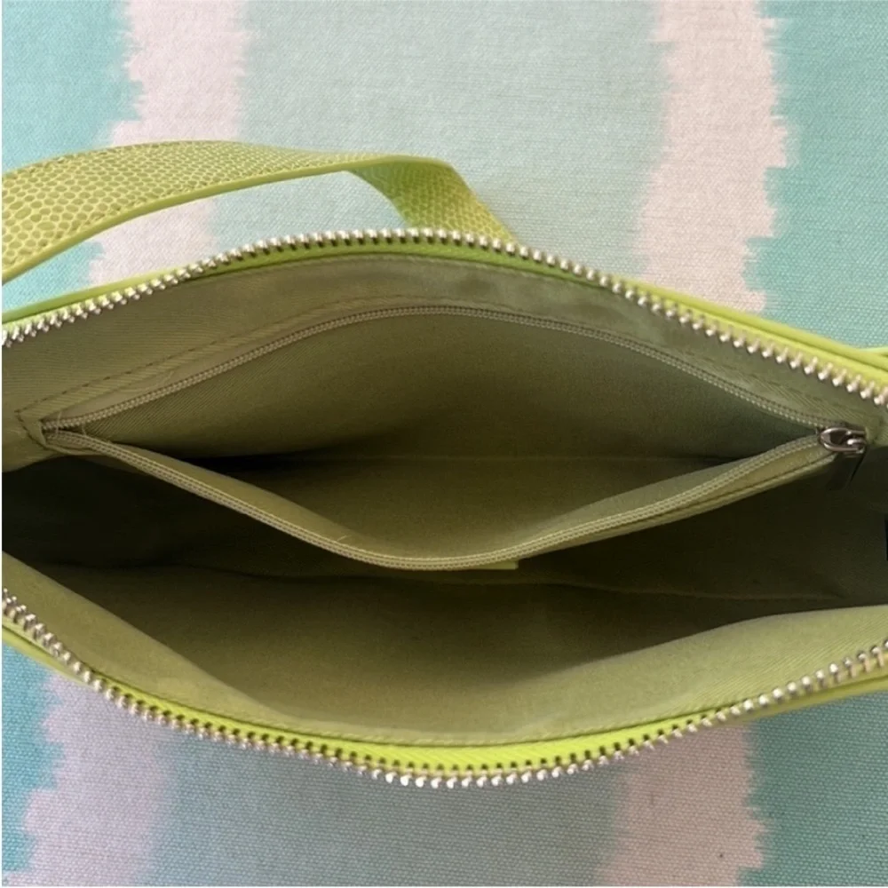 Urban Outfitters Green Faux Snakeskin Shoulder Bag Silver Hardware